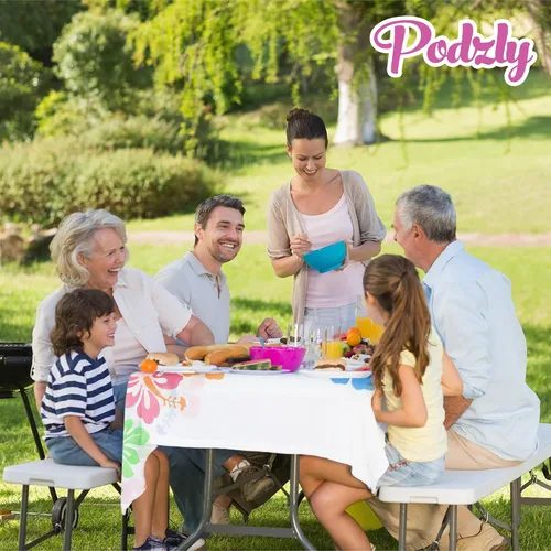 Miniatura 5 de Podzly Rollo de mantel tropical – Funda desechable de plástico de 100 pies para fiestas hawaianas, Luau, Tiki, Aloha, verano. Duradero, impermeable
