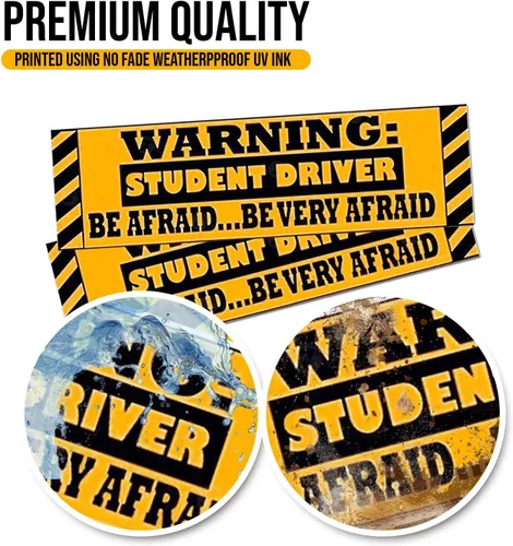 Miniatura 2 de Zone Tech - Imanes para defensa del auto con leyenda "Warning Student Driver", por 3 unidades, reflectante de calidad premium. Letrero de seguridad