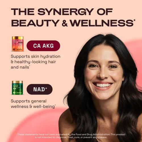 Miniatura 2 de Cata-Kor Suplemento NAD+ y complejo Ca-AKG - Suplemento liposomal NAD+ con resveratrol (60 cápsulas) y complejo de belleza Ca-AKG, MSM, ácido