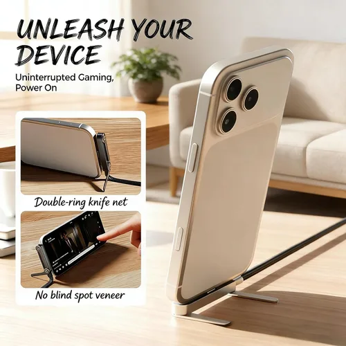 Miniatura 4 de Cable de carga rápida trenzado de 240 W con soporte para teléfono integrado, cable USB-C plegable duradero de 90 grados, cable USB C de ángulo