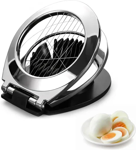 Cortador de huevos 3 en 1, cortador de huevos para huevos duros, alambre de acero inoxidable con 3 estilos de rebanado
