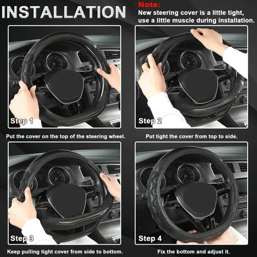Miniatura 4 de GIANT PANDA Funda de volante para Nissan Altima Rogue - Funda para volante de automóvil para Nissan D Shape (negro en forma de D)