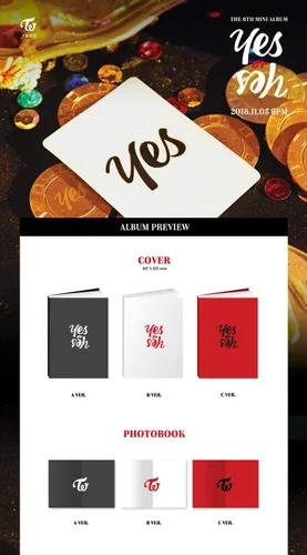 Miniatura 2 de TWICE [YES or YES] 6th Mini Album 3 Ver Set+3ea PhotoBook+15p PhotoCard+3p Yes or Yes Card+Tracking Number K-POP SEALED