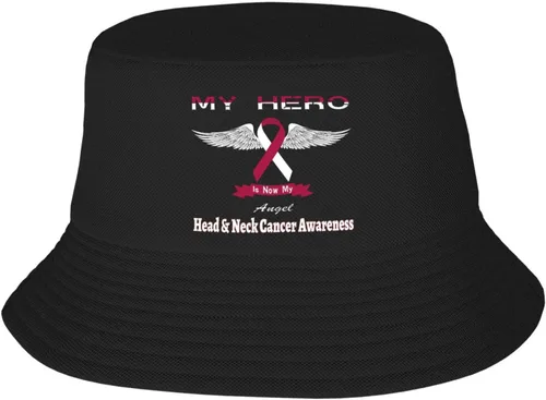 My Hero is Now My Angel Head & Neck Cancer Awareness - Sombreros de pescador de doble tejido para mujeres/hombres, sombrero de pescador para