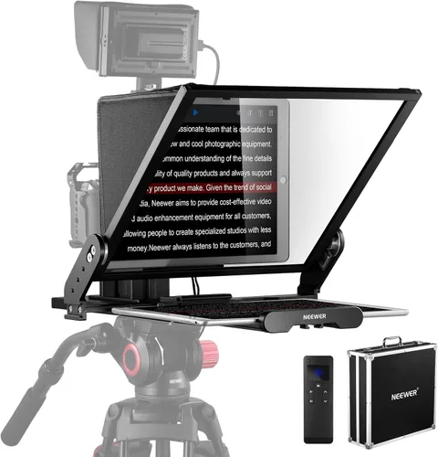 Miniatura 10 de NEEWER Teleprompter 2 en 1 de 11 pulgadas con monitor para Windows MacOS, compatible con duplicación de pantalla, indicador portátil para cámara
