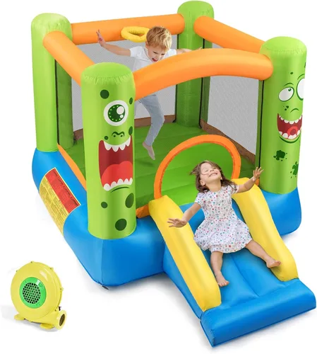 BOUNTECH Casa Inflable de Rebote, Casa de Rebote para Niños Interior Exterior Fiesta con Área de Salto, Incluye Soplador, Bolsa de Transporte