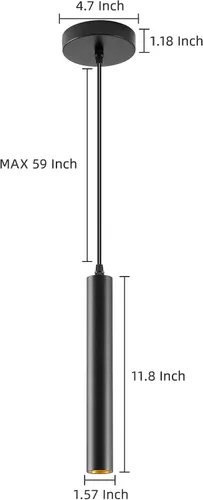 Miniatura 3 de Lámpara colgante LED moderna, foco colgante de techo regulable de 10 W, iluminación colgante de aluminio minimalista negro para isla de cocina