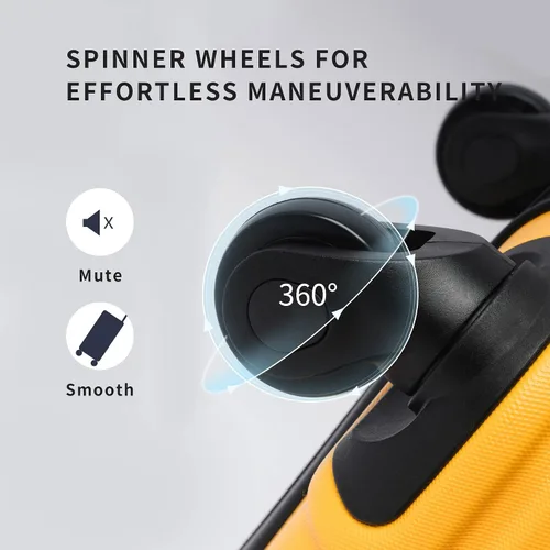 Miniatura 3 de Merax Juego de equipaje de 3 piezas expandible rígido ligero Spinner maleta con bloqueo TSA, Amarillo