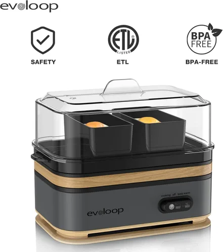 Miniatura 6 de Evoloop - Olla rápida para huevos eléctrica con capacidad para 6 huevos, para cocción de huevos blandos, medianos, duros, con máquina de escalfar