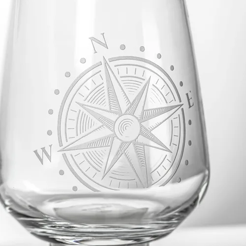 Miniatura 3 de Rolf Glass Compass Star - Vaso de vino sin tallo, vasos sin tallo de 15.75 onzas, juego de 4, cristalería con temática náutica, elegante vaso