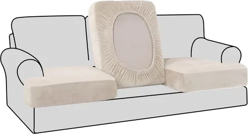 Miniatura 22 de H.VERSAILTEX Fundas de terciopelo elástico para silla con cojín en forma de T para sala de estar, funda de sofá, funda de asiento con cojín