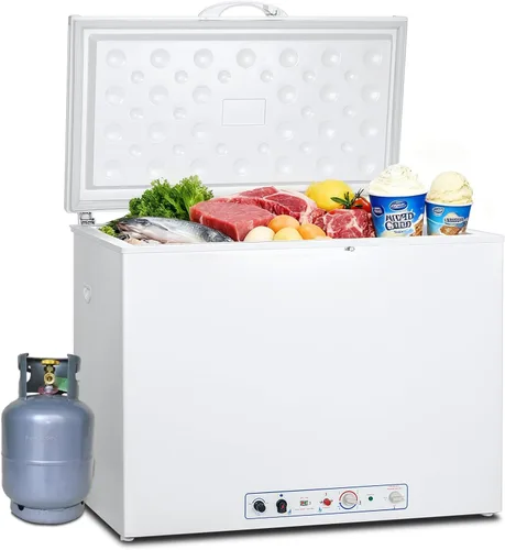SMETA Congelador de propano | Congelador de gas | Congelador de pecho de absorción de gas propano LPG de 110 V para RV fuera de la red, 7.1 pies