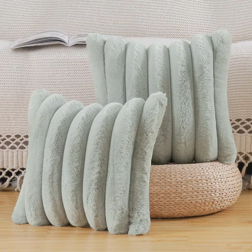 Miniatura 17 de MADIZZ Juego de 2 fundas de almohada de lana sintética a cuadros de 12 x 20 pulgadas / 12.0 x 20.0 in., súper suaves, bohemias, decorativas