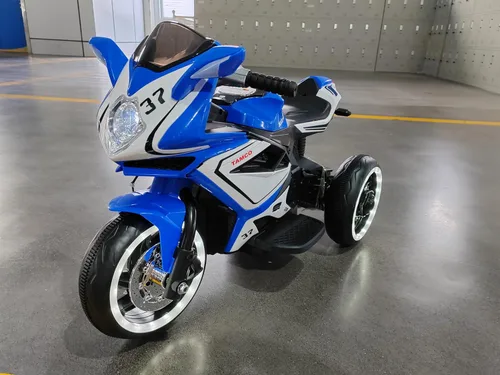 Miniatura 6 de Tamco - Motocicleta recargable, para niños de 3 a 4 años con pedal de arranque, música, luces, ruedas de iluminación (azul)