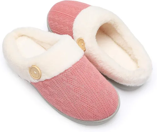 Miniatura 13 de Chantomoo Pantuflas para Mujer Cálidas y Cómodas con Espuma Viscoelástica Pantuflas de Casa Zapatos de Punto con Forro de Piel Sintética Suela