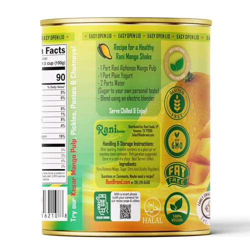 Miniatura 9 de Puré de pulpa de mango Rani (hace batidos de mango Lassi) Alphonso endulzado 30 onzas (1.875 libras) 29.98 oz ~ Kosher Todo natural Sin OMG