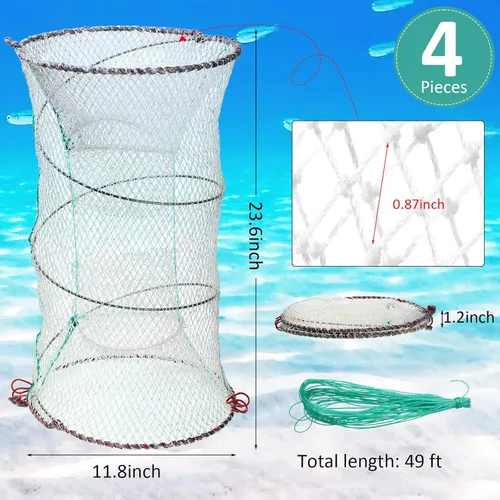 Miniatura 2 de Paquete de 4 trampas de cebo de pesca, trampa para cangrejos, trampa para cangrejos, trampa de langosta, trampa de langosta y camarones, trampas