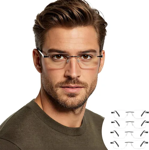 Miniatura 9 de Paquete de 4 lentes de lectura para mujeres y hombres con bisagra de resorte para lectores de media montura 1.0 1.5 2.0 2.5 3.0 3.5 4.0