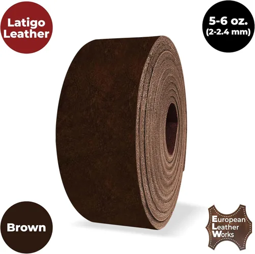 Miniatura 5 de ELW 5-6 oz (0.079-0.094 in) Latigo - Correas de cuero para cinturón, tamaño: 1.5 x 50 pulgadas (1.5 x 50.0 in) marrón cuero de vaca de grano