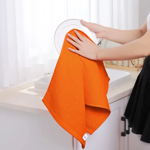Miniatura 110 de Homaxy Trapos de cocina de 100% algodón, tejido de punto gofre, ultrasuaves, absorbentes y de secado rápido, 12 x 12 pulgadas, paquete de 6, blanco