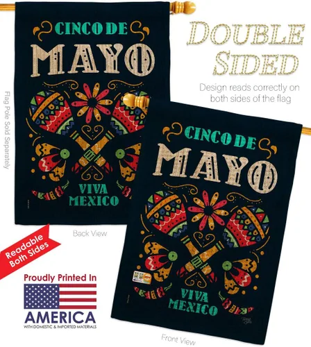 Miniatura 3 de Breeze Decor Cinco de Mayo Viva Mexico - Juego de banderas de arpillera para el jardín, fiesta de verano, cactus, piñata, sombrero mexicano, fiesta