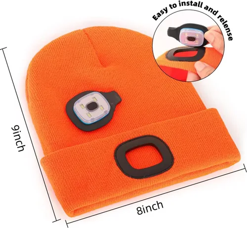 Miniatura 4 de YMHB - Gorro unisex con luz, LED recargable por USB, gorro de luz nocturna, para relleno de calcetines de Navidad, regalos para hombres, papás