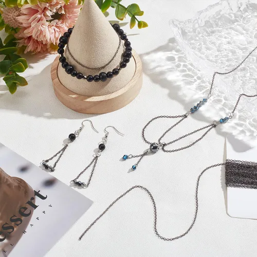 Miniatura 5 de PH PandaHall Cadena de cable de latón de 5 yardas de 0.059 in de ancho, cadena de eslabones trenzados, joyería para pulseras, collares, joyas