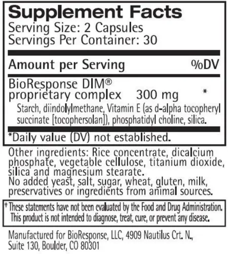 Miniatura 3 de BioResponse DIM 150-150mg x 60 cápsulas