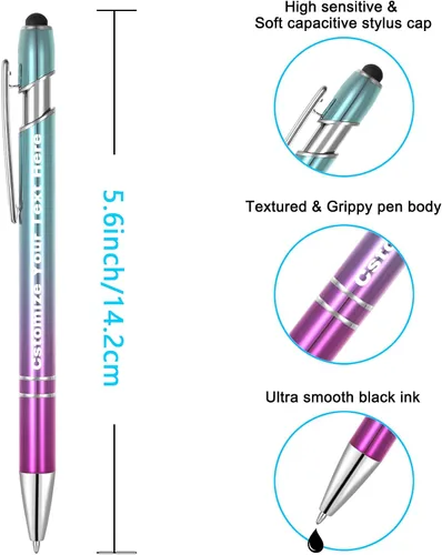 Miniatura 4 de Kingluu Hasta 500 bolígrafos personalizados a granel, bolígrafos personalizados con lápiz capacitivo, bolígrafo personalizado de tinta negra con tu