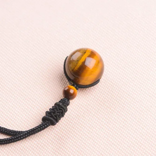 Miniatura 54 de iSTONE Collar unisex con dije de cuentas redondas auténticas, cadena de cuerda negra de 24 pulgadas para hombres y mujeres