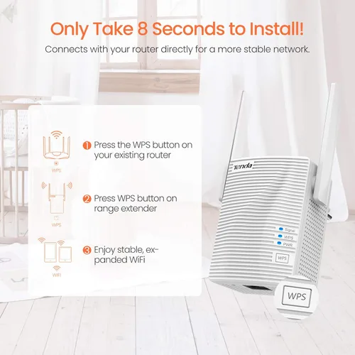 Miniatura 5 de Tenda Extensor WiFi, extensor de alcance WiFi AC1200 fuerte con puerto Ethernet, amplificador de señal WiFi cubre hasta 1300 pies cuadrados y 20