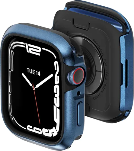 MAGEASY Funda resistente de aluminio de calidad aeronáutica para Apple Watch de 45mm Series 9, 8, 7 | Carcasa metálica dura 2 en 1 con parachoques