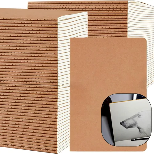 Miniatura 10 de Paquete de 50 Cuadernos Kraft con Líneas A5 de 8.3x5.5 Pulgadas, Diarios de Viaje Cuadernos al Por Mayor, Cuadernos de Materias 34 Hojas 68 Páginas