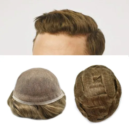 Miniatura 21 de Tupé para hombre, cabello humano real, suave encaje suizo frontal, tupé para hombres, sistema de cabello, extensiones capilar para hombre