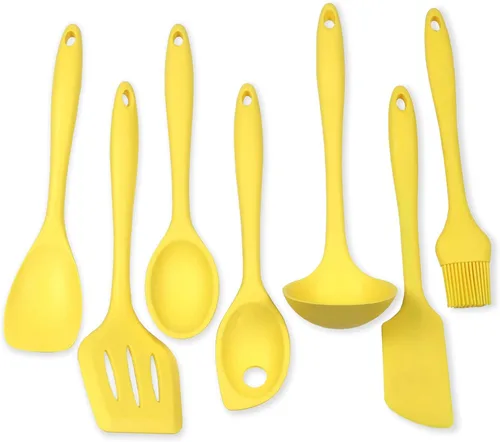 Juego de 5 utensilios de cocina Chef Craft, de silicón, de color azul, Juego de 7 piezas, Amarillo