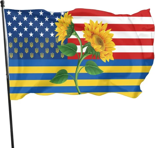 Miniatura 12 de Bandera de amor por Ucrania Bandera de girasol patriótica de jardín americano de 12x18 pulgadas a prueba de decoloración Bandera de jardín