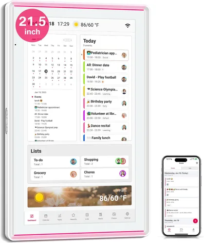 Miniatura 9 de Calendario digital familiar de 15.6 pulgadas, gráfico de tareas, planificador de comidas, pantalla de fotos, pantalla táctil interactiva FHD