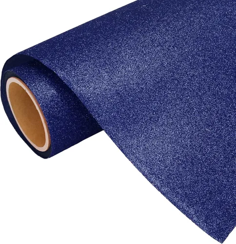 Miniatura 32 de Rollo de película de vinilo de transferencia de calor Threadart Glitter Blue de 3 yardas x 20 pulgadas HTV Colores con purpurina Compatible