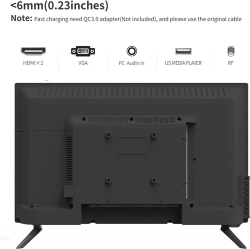 Miniatura 7 de ATYME Televisor Monitor LED HD de 720p a 60Hz de 24 pulgadas clase, Pantalla Plana, Televisión No Inteligente, Clase de 24", 60Hz, LED HDTV con 1