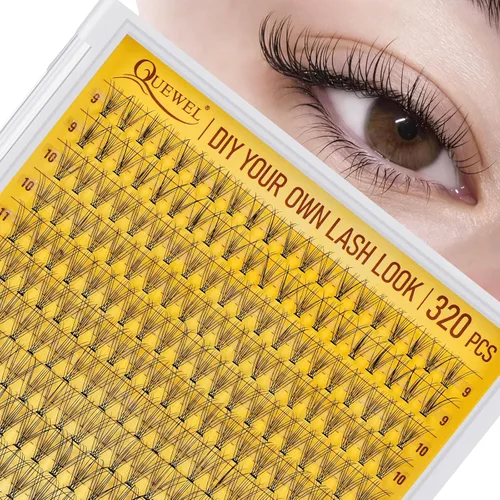 Miniatura 12 de QUEWEL 580 racimos de pestañas 30D+40D+50D+60D+80D+100D racimos de pestañas wispy de 10-18mm, pestañas individuales en racimo reutilizables