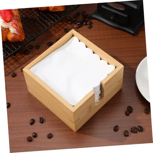 Miniatura 8 de Alipis Servilletero de bambú para mesa de comedor y cocina, dispensador de pañuelos de madera plano