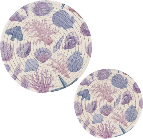 Miniatura 29 de Salvamanteles de flores de amapola otoñal para platos calientes, ollas y sartenes, salvamanteles tejidos de algodón, redondo, grande, decoración