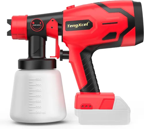 Rociador de pintura para batería Milwaukee 18V - Pistola de espray HVLP de 600W con motor sin escobillas, botella de gran capacidad de 1000ml y 4