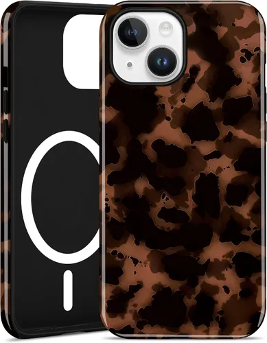 Miniatura 65 de Jusy Compatible con MagSafe Brown Tortoise Shell Print Phone Case para iPhone 7/8/SE, funda protectora magnética de lujo de TPU suave
