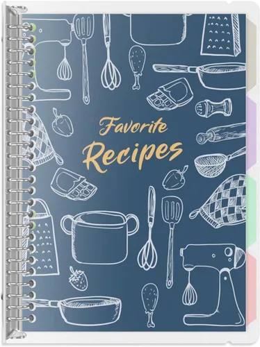 Miniatura 10 de Libro de recetas en blanco para escribir en tus propias recetas, carpeta de recetas familiares extraíble de tapa dura de 8.5 x 11 pulgadas con azul