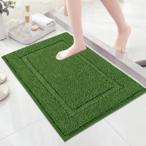 Miniatura 14 de SHACOS Alfombras de baño súper suaves y esponjosas de 24"x36" antideslizantes, lavables, alfombras de baño absorbentes, alfombras para suelo de Gris