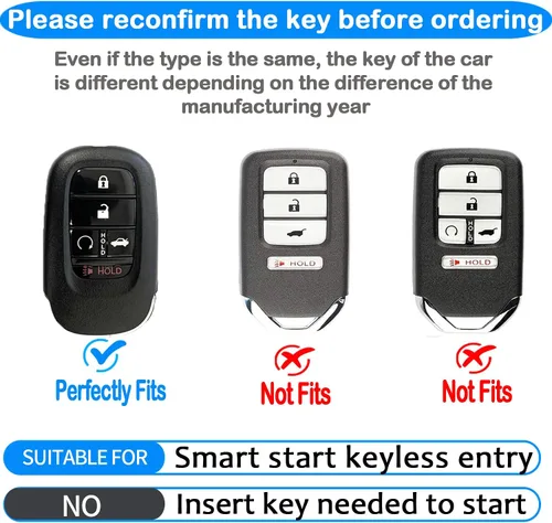 Miniatura 2 de Tukellen Funda de cuero para llavero Honda, con llavero compatible con Passport Accord Civic HR-V CR-V Pilot 2022, 2023, 2024, 2025, 2026, llave