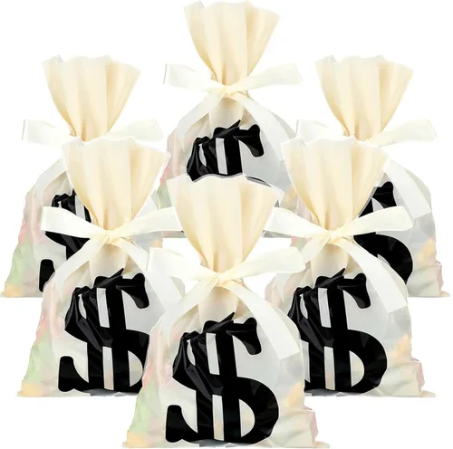Tinlade 60 Piezas Bolsas de 8 x 11 Pulgadas para Dinero y Golosinas con Letrero Bolsas de Dulces para Recuerdos de Fiesta Bolsas de Botín para