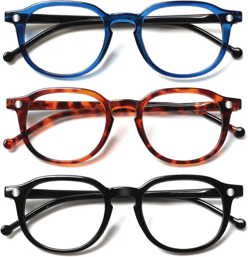 SIGVAN Paquete de 3 lentes de lectura, bisagra de resorte, elegantes lectores color negro/tortuga para hombres y mujeres Paquete de 3 unidades