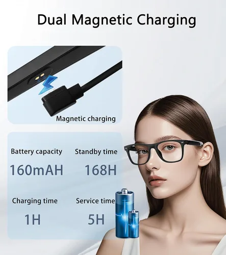Miniatura 4 de Lentes inteligentes AI, lentes Bluetooth multifuncionales para hombres y mujeres, dispositivo de traductor de 116 idiomas y acentos, filtro de luz